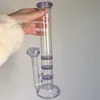 Düz tüp petek perc cam bongs nargile sigara su borusu aksesuarları su üç katman yağ etiketi deg teçhizat tütün