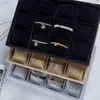 Watch Boxes & Cases Jewelry Tray Organizer Bracelet Display Showcase 12 Grid Pillows Without Lid Storage Holder Gifts For MenWatch