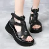 Sandalen Klassische Retro Designer Marke Sommer 2022 Römische Frauen Schuhe Leder Plattform Solide Frau Keil Weibliche