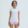 Align LU-07 Women's Yoga Short Sleeve Solid Color Nude Sports Shaping Waist Tight Fitness Loose Jogging Sportswear Women's High Quality