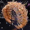 Tiara da sposa larga fascia per capelli morbida seta copricapo da sposa corona di strass con gioielli da sposa accessori per capelli diamante Brida2652