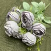 9 têtes artificielles Rose thé fleur Bouquet blanc Rose marron soie Simulaiton fausses Roses fête de mariage maison bureau restaurant décoration