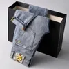 Designer jeans för män avancerat broderi modetrend mans avslappnade jeans stretchbyxor i bomull storlek 28-38 yards