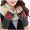 Cinq doigts gants adultes dames laine chaud tricot doigt ouvert demi-doigt typage mode amour pêche coeur protection