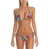 Sexig polynesisk stam tapa mönster bikinis baddräkt kvinnlig 3d tryck baddräkt cosplay mode kvinnor rem bikini set w220616