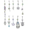 YYJFF PP10-001 Belly Navel Button Ring Mix 10 Styles Aqua.Colors Dragonfly Buttonfly Spider Crown Heart