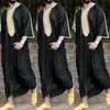 Ubranie etniczne nadruk Lapel muzułmańskie sukienki szatę dla mężczyzn Koszulka z długim rękawem kaftan thobe suknie.