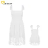 Mababy Family Clothing Matching Outfits Dot Print Dress Moeder Dochter Mouwloze TULLE -jurken Party Wedding Familie Look D01 220531