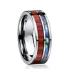 Wedding Rings 8mm Black Rose Stainless Steel Tungsten Carbide Hawaiian Koa Wood Arrow Inlay Men's JewelryWedding