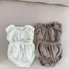 Conjunto de roupas domésticas infantis Baby Girl Casual Polka Dot T-shirt sem mangas e shorts de pp soltos respiráveis ​​e finos Suí de pijamas de menino G220509