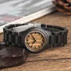 Montres-bracelets Rétro Noir Bois Petites Femmes Montres Plein Bracelet En Bois Quartz Montre-Bracelet Montres Petite Amie Cadeaux Relogio FemininoWristw