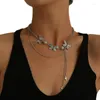 Chokers Hip Hop Fashion Butterfly Pearl Choker Necklace Multilayer Star Tassel Pendant For Women Punk Jewelry Lady Gift Sidn22