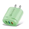 Fast Charging Multi-port 3USB 5V 2A Cell Phone Quick Charger Mobile Macaron Color Chargers European American Adapter