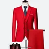 Luxuriöser 3-teiliger Hochzeitsanzug für Herren, modisch, schlank, einfarbig, Business-Büroanzug, große Größe, Blazer, Hose, Weste für Männer 220815