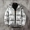 Masculino masculino parkas winter masculino colar de gola stand-up espessada jackets acolchoadas de superfície brilhante e casacos casuais casuais