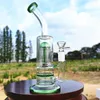 11" Green Glass Water Pipe Bong Hookah Pipes Bongs Tobacco Smoking Bubbler Smoke Pipes Bongs Bottles Dab Rig 18mm Bowl US Warehouse