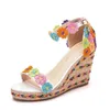 Cm Color Lace Wedge Sandals With Large Size National Wind Stage Simple Flower Comfortable Female254F216E