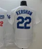 22 Maillot de baseball Clayton Kershaw 16 Maillots cousus Will Smith Hommes Femmes Jeunesse Taille S - XXXL