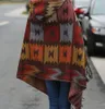 Damski koc z kapturem Poncho Knitting Vintage Pattern Tassel Cape okłady Zdjęcie Płaszcz podróżny z guzikiem z frędzlami