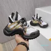2024 Luxury Designer Archlight Runway Dress Shoes Lace Up Black Gold Brown Trainer Chunky Trainers Leather Sneakers