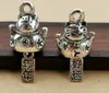 Tibetan Silver Lucky cat bell pendant Handmade Decorative Metal DIY Jewelry Alloy accessories e53h