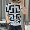 Men's T-Shirts 3 Color Short Sleeve Knitting T-Shirt Men Slim Streetwear Contrast T Shirt Tee Homme Social Club Outfits Tshirt