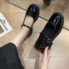 Scarpe eleganti Piattaforma in pelle verniciata Donna 2022 Scarpe col tacco alto nere Décolleté da donna Punta tonda Mary Jane Mujer