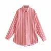 Chemise rayée Femmes Mode Manches longues Blouse Casual Boutonné Top Chic Lady Rose Chemises Femme Tops haut femme 210709