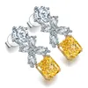 Dangle Lustre Zhanhao Bijoux 9K Or 6.0ct / 2p Boucles D'oreilles Simulé Diamant Radiant Forme Fine Gros PriceDangle Farl22