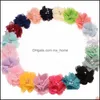 Haaraccessoires 33Colors Chiffon Flowers With Pearl Rhinestone Centre Artificial Flower Fabric Children Baby Bandbanden Drop levering Dhhxu