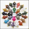 Charms Jewelry Findings Components Mix Natural Stone Quartz Crystal Amethyst Agates Aventurine Mushroom Pendant For Diy Making Accessories