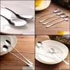 Scoops Stainless Steel Long Handle Spoon Coffee Latte Ice Cream Soda Sundae Cocktail Kitchen Spoons Drop Delivery 2021 Storage Organizatio