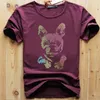 Men's Short Sleeve T-shirt Fashion Dog Head Cartoon Rhinestone Leisure Large Cotton Streetwear Male Tees Trendy Brand Man Clothing S-4XL