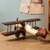 Retro hecho a mano de madera creativo hogar escritorio avión modelo decoración adornos niños entretenimiento juguetes 220621