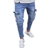 Mannen Jeans Skinny Ripped Mannen Denim Broek Zijzakken Potlood Vernietigd Gat Casual Hip Hop Slim Fit Stretch Jean Broek