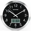 ساعات الحائط 12 بوصة على مدار الساعة الإبداعية البسيطة LCD رقمية مع درجة حرارة إلكترونيات التقويم الدائم