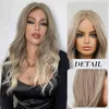 Charmsource Synthetic Front Lace Wig Long Wavy Wigs Ombre Blonde Daily Daily for High密度耐熱髪220622