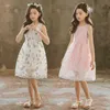 Flickas sommarklänning broderad mesh grundskolestudent utländsk prinsessklänning flicka party barn kläder 8 9 10 11 12 år gammal g220518