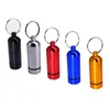 Bärbar stash piller Box Case Medicine Lagring Keychain Bottle Keyring Key Ring Metal Aluminium Vattentät pillerflaskbehållare