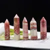 Punto di cristallo naturale rodolite pietra grezza ornamenti artigianali Capacità Quarzo Pilastro Minerale Bacchette curative Reiki Energy tower7183804