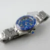 Wristwatches 40mm Blue Dial Self Winding Men's Watch Automatic GMT Movement Sapphire Glass Bracelet Strap Date Window
