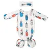 15971 Pasgeboren baby Baby Swaddle met hoofdband slaapcoconzakken Slaapzak met haarband pyjama's nachtkleding 2 stks/set