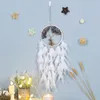 Objets décoratifs Figurines Boho Tissé Dream Catcher Décoration Murale Plume Suspendue Ornement Blanc Pour Femmes Chambre Pendentif Décoration De Mariage