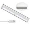 Lumières nocturnes 188 mm LED USB rechargeable sans fil sous lampe à barres d'éclairage armoire avec capteur de mouvement Clatroom Closet Lightingnight