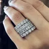 Cluster Rings Original Band Set for Women Men 925 Silver Pave Seting Full Simulated Diamond Eternity Engagement Wedding Stone Ringcluster