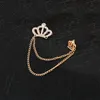 Pins, Brooches Chain Broches Men Suits Brooch Crystal Crown Lapel Pin Collar Pins Badge Clips Gift Women Jewelry