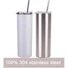 Tumblers de sublimação de estoque dos EUA 20 oz canecas em branco retas copos brancos com tampa e palha para transferência de calor DIY Presente Caneca de café Bottlle sxmy9