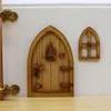 Cadeau maison de poupée Vintage décoration bois ornement en bois artisanat Micro paysage maison de poupée jardin Miniature fée elfe porte 220811