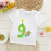 T-shirts enfants dessin animé 1-9 bougie anniversaire numéro impression t-shirt enfants ballon garçon fille drôle cadeau t-shirt PresentT-shirts