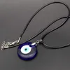 Blue Evil Eye Pendant Necklace For Women Black Wax Cord Chain Men Choker smycken Lucky Amulet Female Party Gift